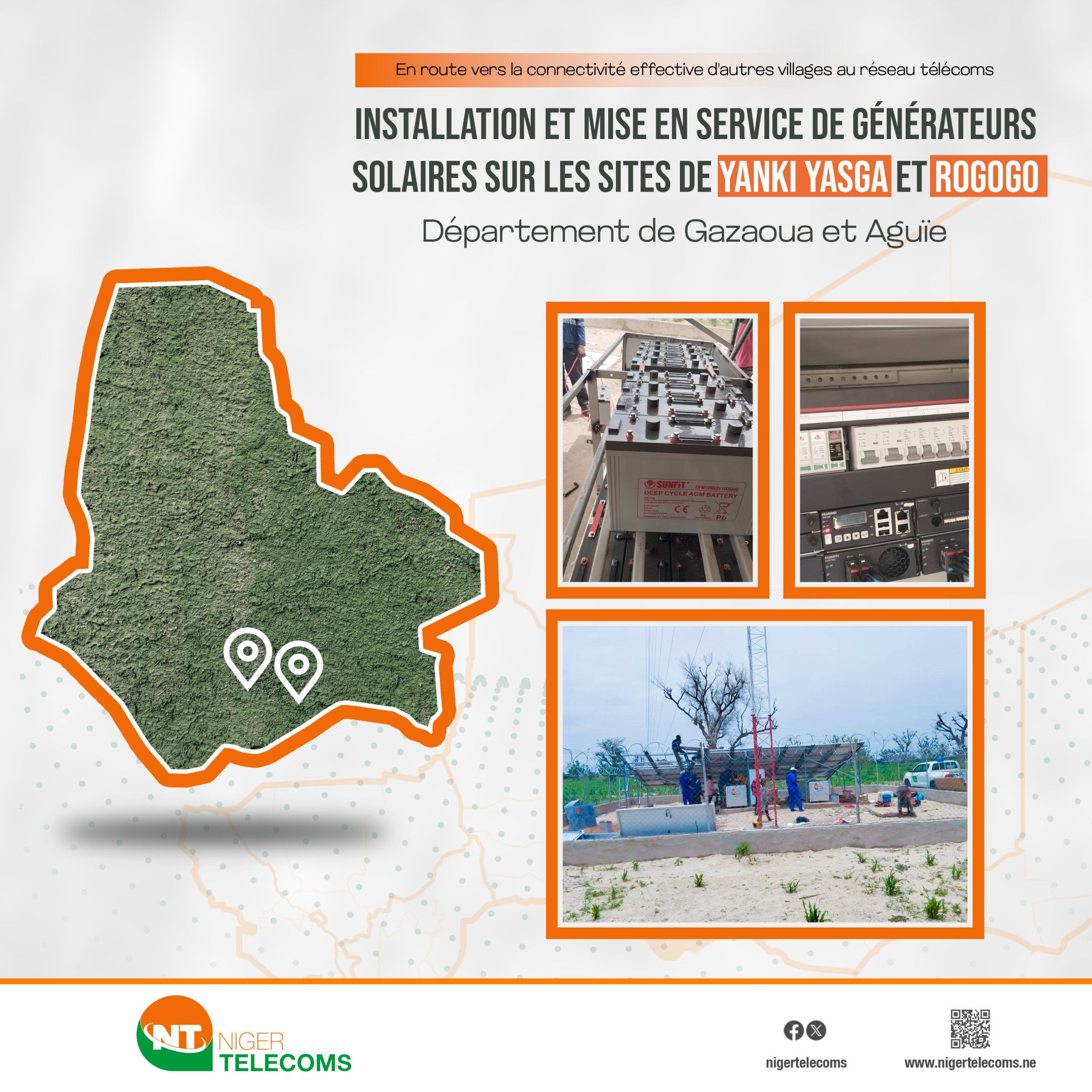 Lire la suite à propos de l’article Installation et mise en service de générateurs solaires sur les sites de Yanki Yasga et Rogogo
